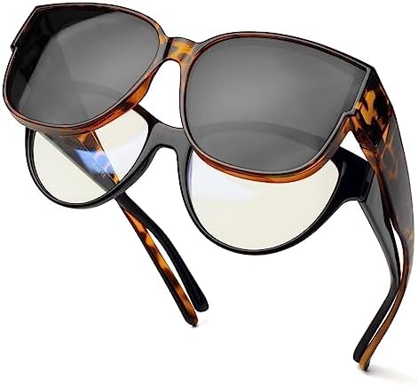 Face Shadow Polarized Over Glasses Sunglasses for Women, Fit Over Glasses Sunglasses Womens Oversized Sunglasses UV Protection Trendy Lightweight