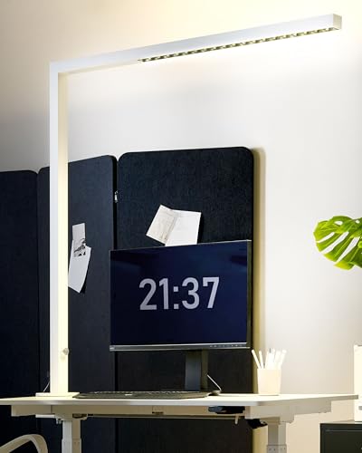 Lampada Led Da Scrivania Bianco Metallo 120 Cm Alluminio Morsetto Luce Dimmerabile Ufficio Studio Moderno - 2