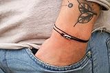  Dezentes Armband für Herren - edles Wickelarmband für Männer Minimalistisch - stufenlos verstellbar mit Karabiner-Haken Silber (Schwarz)