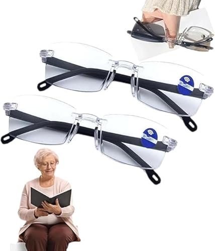 Lmuwecno Color-Changing Anti-Blue Light Presbyopia Glasses Intelligent Zoom Anti Blue Light Presbyopia Glasses for Men Women (2pcs)