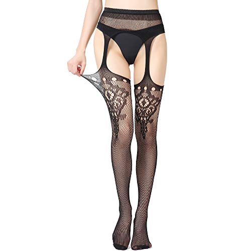 Image of EVERSWE High Waist Fishnet Tights, Thigh High Suspender Stockings