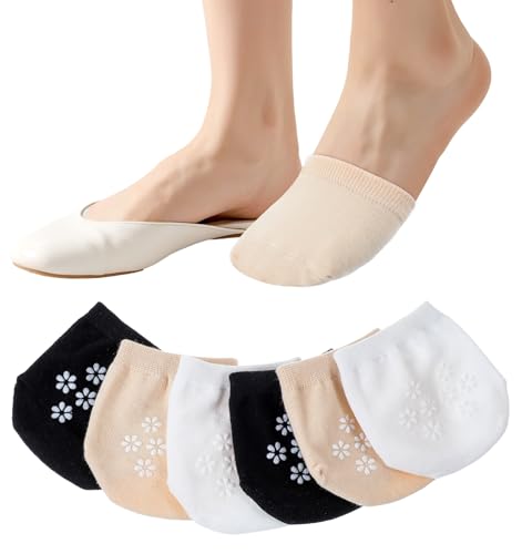ValueBargain 3 Pairs Toe Topper Socks Women, Toe Topper Socks Half Sock Liner No Show Covers for Mules Shoes, Lightweight Breathable