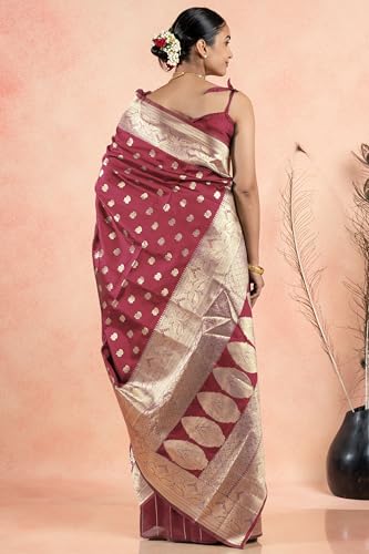 Image of Subham Women Saree Chandrakor Paithani Silk Cotton | Soft Daily Wear Golden Zari Sari with Unstitched Blouse