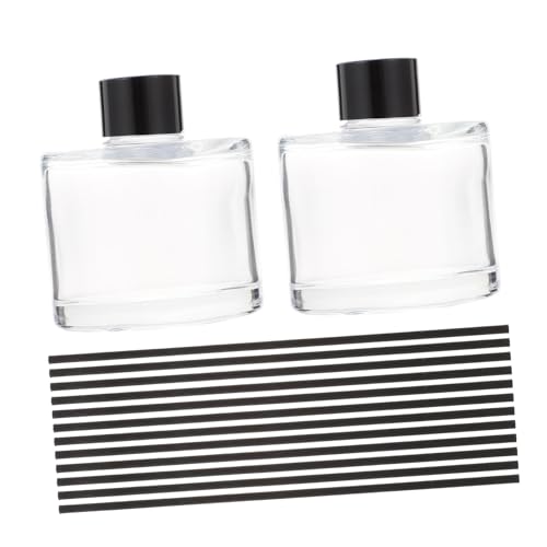 Botellas difusoras de aroma de vidrio 50ml con varillas de ratán negras 16cm miniatura 1