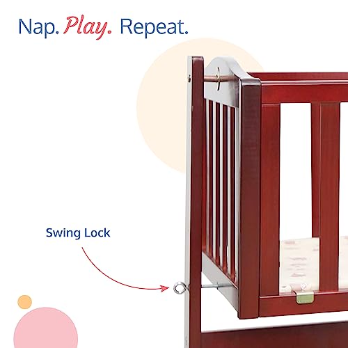 Luvlap C-10 Baby Wooden Cot, Baby Cradle, Baby Crib, with Mosquito Net, EN Certified Furniture Suitable for New Born to 12 Month, Without Wheels & Mattress (Cherry Red)