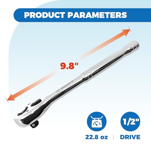 Image of Der Erwachte 1 /2-Inch Drive Ratchet, Quick-Release Reversible Ratchet Wrench, 72-Tooth 1 /2 Drive Ratchet Handle, Chrome Alloy Made, Cr-Mo Head,Full Polished