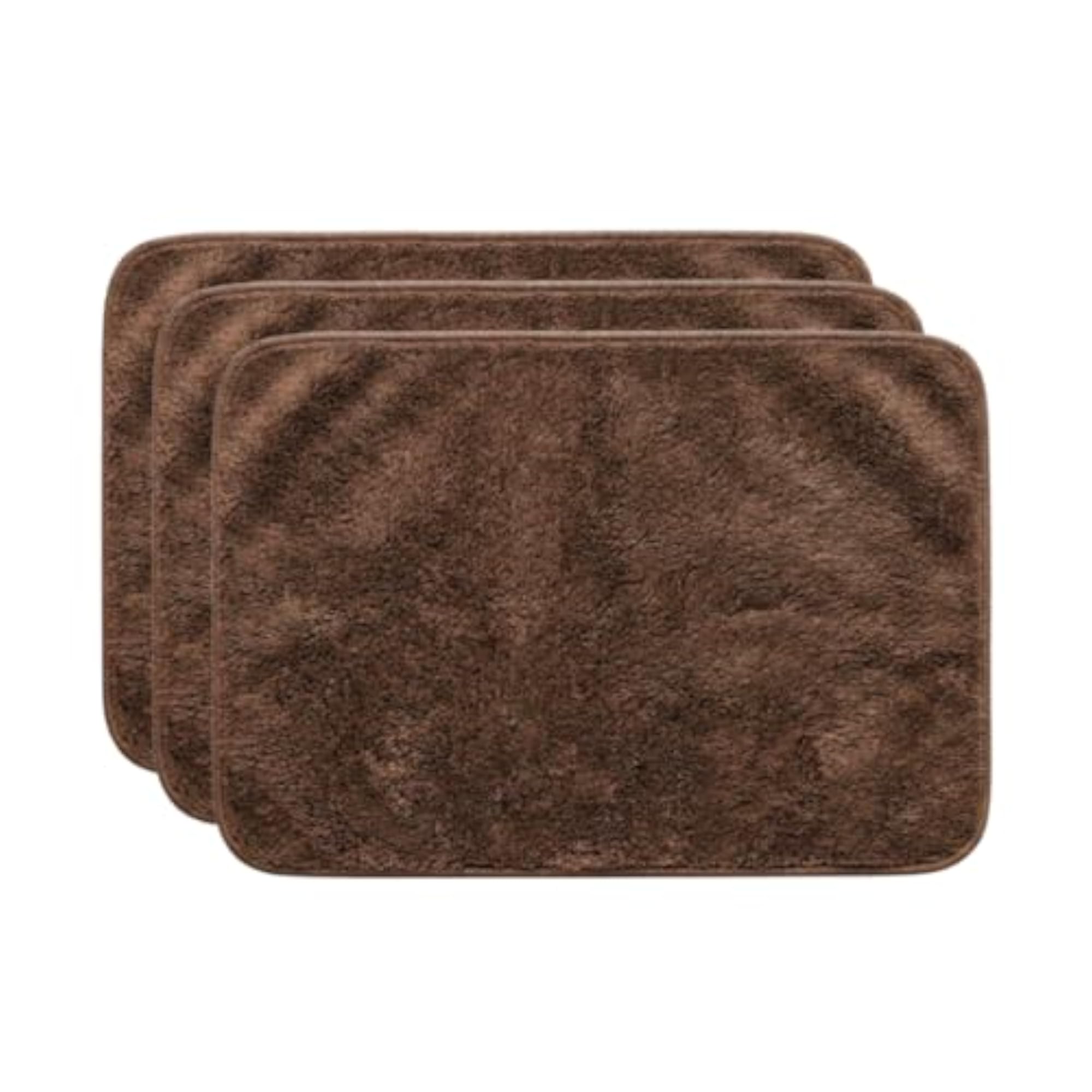 Pack of 2 Premium Microfiber Door Mats, Brown