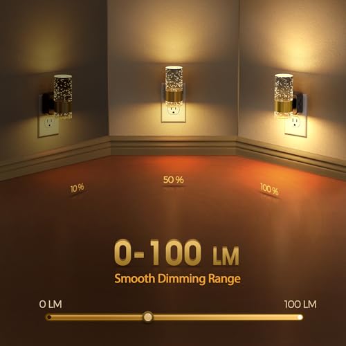 Briignite Night Light, Dimmable Night Lights Plug into Wall, LED Night Light with 0-100 LM Adjustable Brightness, 3000K Automatic Plug in Night Lights with Dusk to Dawn Sensor, for Bathroom Hallway — view 3