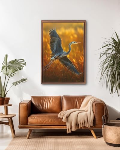 Esthétique de la nature tranquille avec la toile héron bleu
