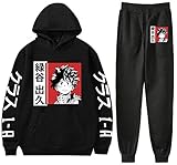 Qi Pao Unisex Academia Hoodies Pants 2 Piece Deku BNHA Midoriya Izuku Cosplay Jacket Sweatshirt Sweater (Medium, Black)