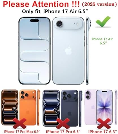 Qinmay Compatible with iPhone 17 Air Case Wallet,Built-in Card Holder, Heavy Duty Protective Dual Layer Shockproof Hidden Card Slot Slim Wallet Phone Cover for iPhone 17 Air,Black - 1