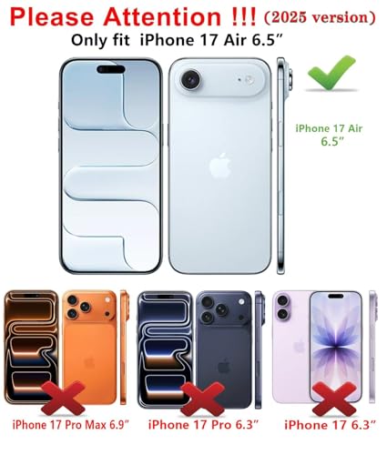 Qinmay Compatible with iPhone 17 Air Case Wallet,Built-in Card Holder, Heavy Duty Protective Dual Layer Shockproof Hidden Card Slot Slim Wallet Phone Cover for iPhone 17 Air，Black