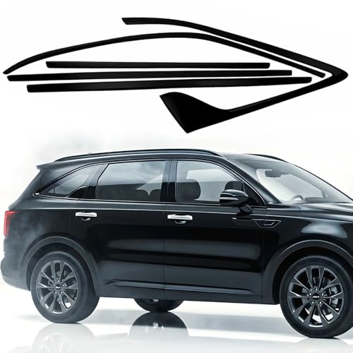 Side Window Trim Chrome Delete Overlay fit for 2021 2022 2023 2024 Kia Sorento Vinyl Wrap Kit with Gloss Black Blackout Film Accessories