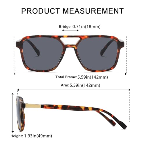 Image of Retro Aviator Rectangle Sunglasses for Women Men Unisex UV400 Protection Lightweight Frame Trendy Sun Glasses