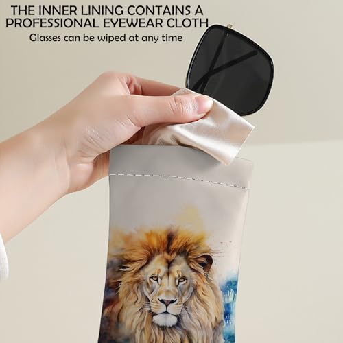 Image of 2 PCS Glasses Eyeglass Sunglasses Case Pouch Soft PU Leather Cute Aesthetic with Cleaning Cloth for Boys Men Man