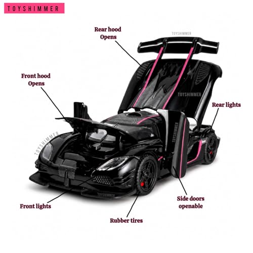 Image of 1:32 Scale Die Cast Sports with Openable Doors Car, Realistic Design for Kids & CollectorsKoenigsegg one Style, Black