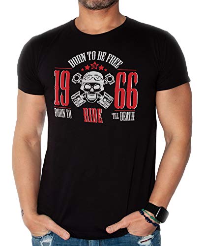 IMage T-Shirt Compleanno Nato nel 1966 Biker Fino