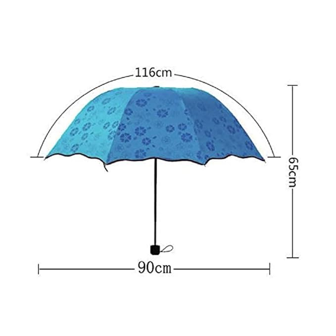 Image of Magic Umbrella Windproof and Rainproof Umbrella with Bloom After Rain Pattern 3 Fold Anti UV Protection Folding Umbrella for Rain, Sun 2 Persons Adult Kids & Women