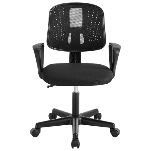 Klihome Silla Escritorio Infantil, Silla Estudio Giratoria, Sillas Juvenil con Ruedas, Sillas Ergonómica de Malla Transpirable, Taburete Giratorio con Respaldo Ajustable Automático, Negro, K0003BS - imagen 9