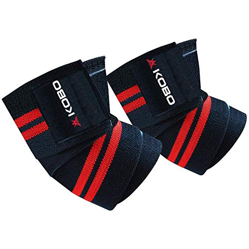 Kobo WTA-44-BLACK-RED Elbow WRAP WTA-44 Weight Lifting Elbow Wraps Heavy Duty Elastic Compression Support, Free Size (Black/Red) (B087V7CHZL) Amazon Price History, Amazon Price Tracker