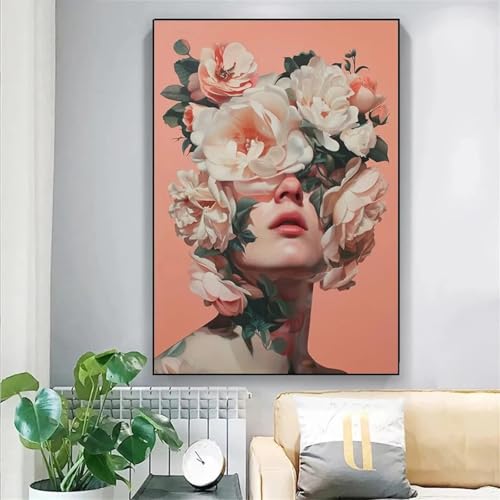 Peinture sur toile abstraite TONGYINLI fleurs 40x60cm sans cadre decoration de salon moderne