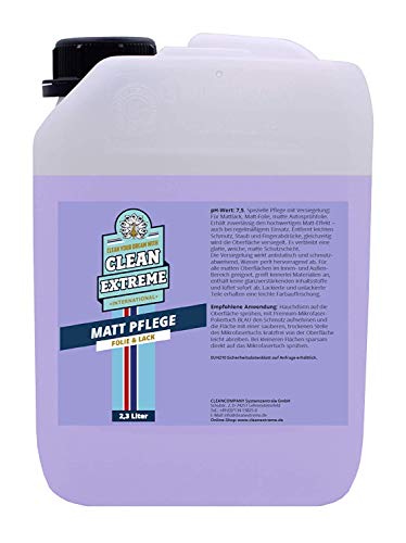 Cleanextreme Coche Barniz Mate Cuidado 2,3 Litro - con Sellador: a Mantener Von Pintura Mate, Matt-Folie, Matter Autosprühfolie. Elimina Suciedad, Polvo, Huellas Dactilares - Lavar sin Agua