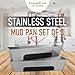 CLEAR STYLE Stainless Steel Mud Pan 14-Inch – 2 Pack | Heavy Duty Drywall Tool with Anti-Slip Grip, Easy Clean, Rust Resistant, Taping & Joint Compound Pan for Contractors and DIY