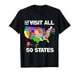 Visited all 50 states USA map travel! All Fifty States trave T-Shirt