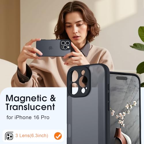 Coque iPhone 16 Pro noire antichoc rigide rigoureuse matte