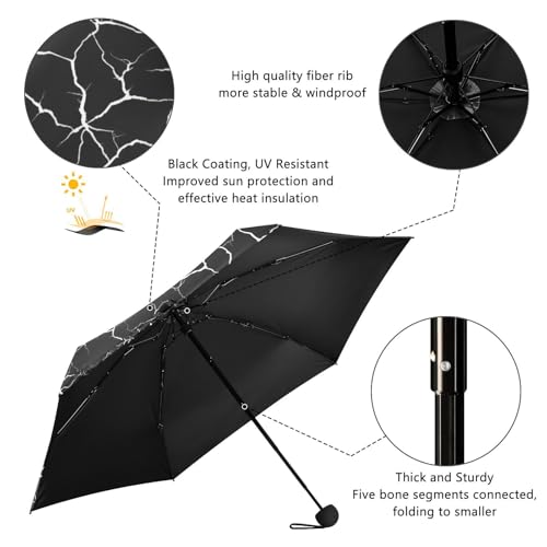 Parapluie de voyage compact blanc et marbre noir GAIREG - 4