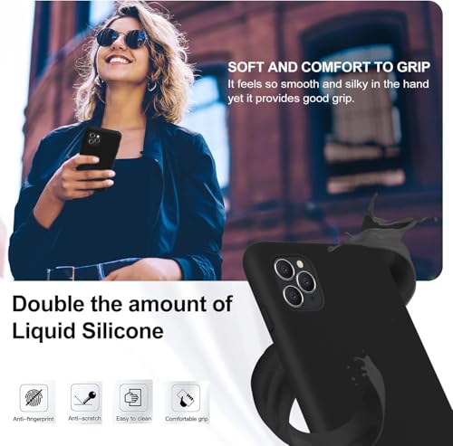 Image of DIZORO Silicone Back Case for iPhone 11 Pro, Soft-Touch Phone Microfiber Silicone Back Cover for iPhone 11 Pro - Black
