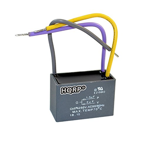 Image of HQRP Kit Ceiling Fan Capacitor CBB61 1.5uf+3uf 3-Wire UL Listed and 3-Speed Fan Switch