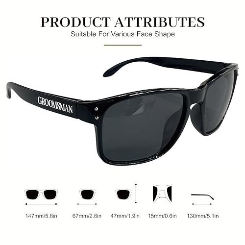 Image of 8 Pack Groomsmen Sunglasses for Men - Wedding Sunglasses for Groomsman Proposal Gifts, Bachelor Party Favors