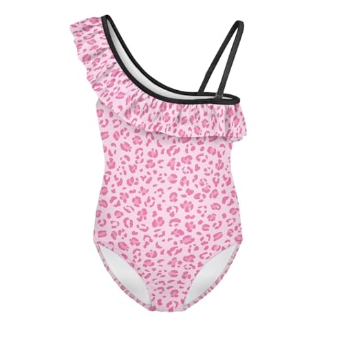 Image of Girls One Piece Swimsuit Ruffled Halter Bathing Suit with Adjustable Strap Beach Sport Swimwear for 3-14 Years
