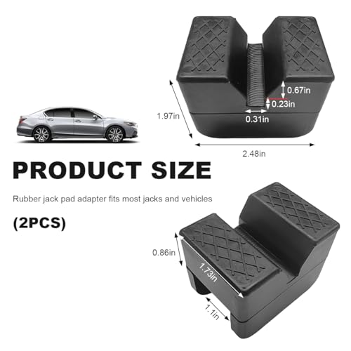 Image of KVAEY 2 PCS Jack Rubber Pad Adapter, Anti-Slip Jack Stand Lift Point Rubber Pad Adapter, Universal Slotted Frame Rail Pinch Welds Protector for Floor Jack, Car Accessories (2 PCS)