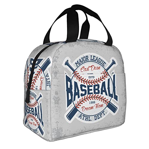 XVBCDFG Bolsas de almuerzo con estampado de béisbol para hombres y mujeres, fiambreras reutilizables aisladas, pequeñas bolsas de almuerzo, fiambreras Bento,