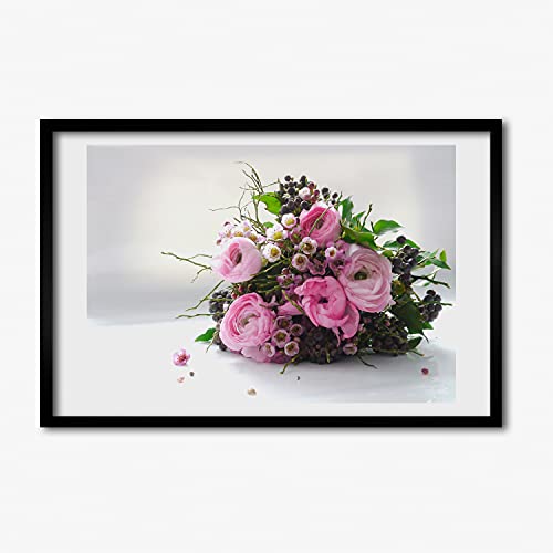 Cadre en bois 60x40 cm bouquet de roses Tulup pour illuminer l'ambiance du salon