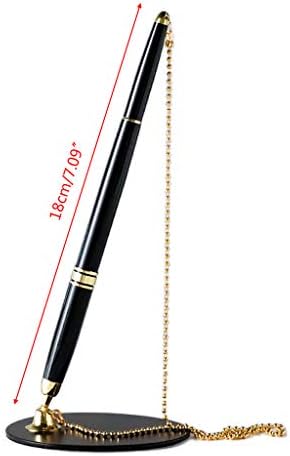 fivekim Classic Metal Ballpoint Pen Secure Chain Attached Base Stand Desk Office Counter Signature Pens Stationery Gift Ballpoint Pen Black Gold