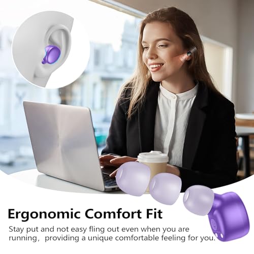 Image of kurdene Wireless Earbuds Bluetooth 5.3 Light Weight in Ear Headphones | Premium Sound Bass Ear buds with Charging Case,Touch Control,Built in Mics Headset,Clear Calls for Sports Workout Purple