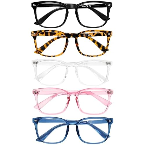 5 Pack Reading Glasses for Women Men, Blue Light Blocking Computer Readers UV Glare