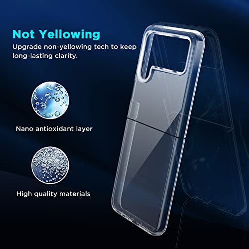 Makavo For Samsung Galaxy Z Flip 4 Case Clear, Crystal Flexible Bumper & Hard Back, Flip4 5G Slim Thin Shockproof Protective Silicone Phone Cover #TOP1