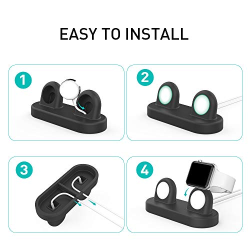 Delidigi Dual Charger Stand Holder Compatible with Apple Watch Ultra 3/2/1, SE 3/2/1, Series 11 10 9 8 7 6 5 4 3 2 1 (49/46/45/44/42/41/40/38mm) Silicone Double iWatch Charging Stand