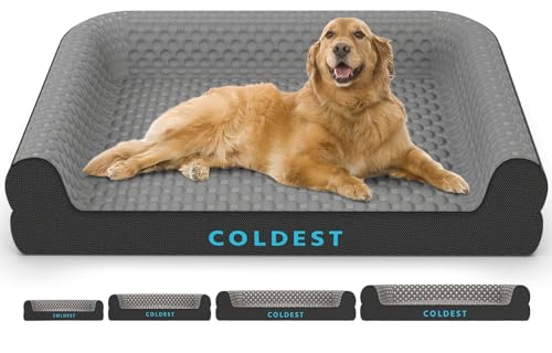 Coldest Cozy Dog Bed - Cooling Small, Medium Large Dogs Beds - Best for Washable Removable Cover Comfy and Anti Slip (X-Large, Grey)