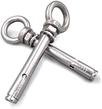 Preamer 5-Pack Eyebolt Bolt Stainless Steel Wall Concrete Brick Anchor Expansion Bolts Ring Screw Eyes, M6x70mm