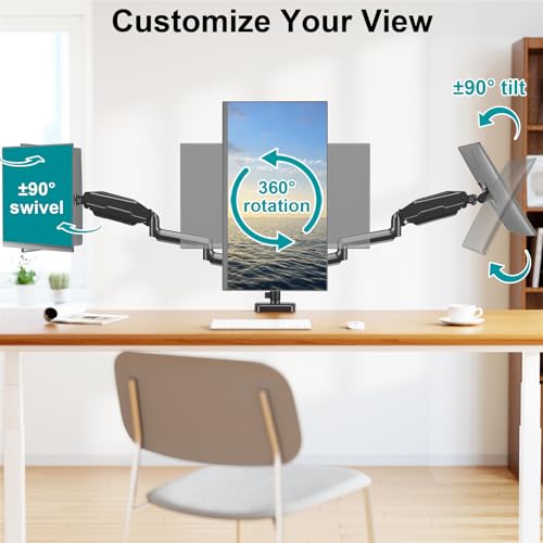Image of MOUNT PRO Triple Monitor Mount for 13-27 inch Screens, 3 Monitor Desk Mount, Height Adjustable Triple Display Stand, Full Motion Three Computer Arm Hold up to 17.6lbs Each, VESA 75x75, 100x100