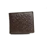紳士　メンズ　シンプル牛革（オーストリッチ型押し）ロングウォレット　二つ折り財布　クリックポスト発送 (ブラウン)