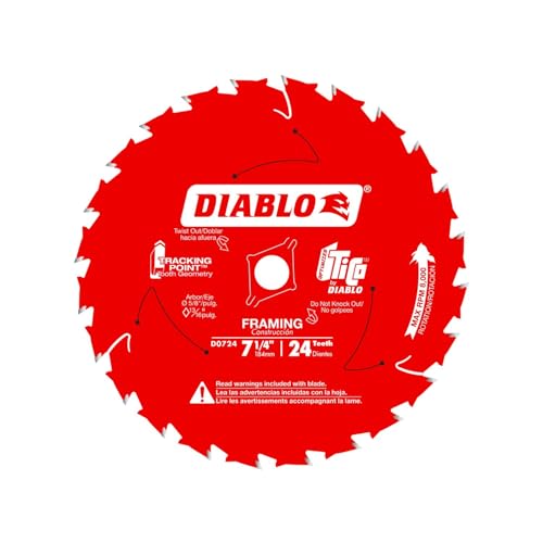Diablo Framing Saw Blade for Wood - 7-1/4' x 24-Tooth, Thin Kerf, Anti-Vibration, Long Life for...