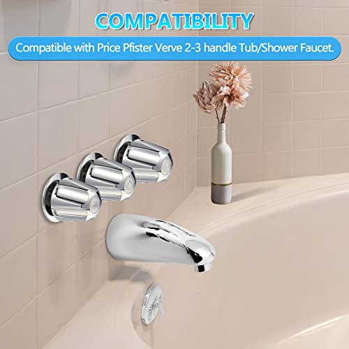 Enhon Shower Knobs 3 Piece Replacement For Repair Kit Compatible With Price Verve 3 Handle Tub Shower Faucet, 3-Handle Shower Hot/Cold/Diverter Knob Replacement For Remodeling Trim (Chrome) #TOP1