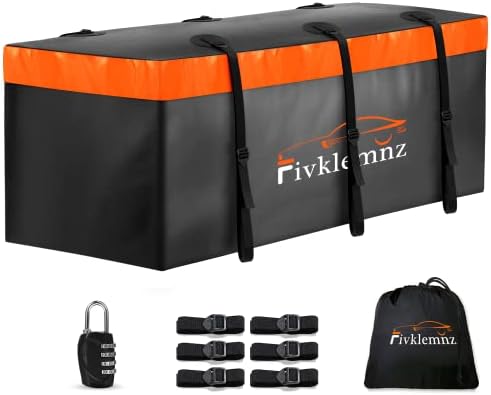 Dachbox Auto, Dachgepäckträger Tasche, Wasserdicht für alle Fahrzeugdächer mit/ohne Gepäckträger Inklusive Topper Anti-Rutsch-Matte + Verstärkte Gurte +6 Türhaken +Gepäckschloss (2