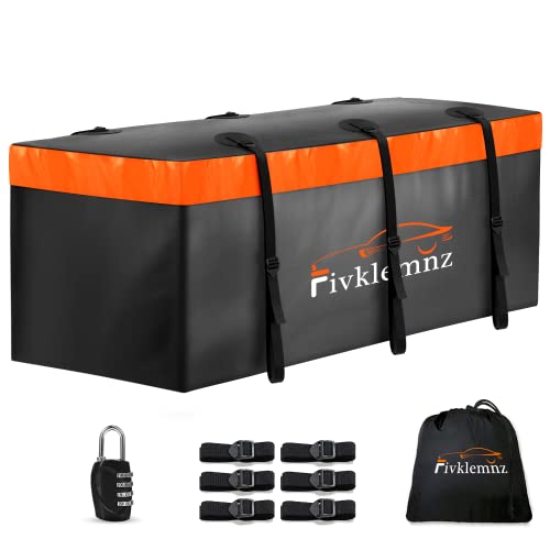 Hitch Mount Cargo Carrier Bag, 20 Cubic Feet 100% Waterproof Car Tray Luggage Bag (59" 24" 24") with 6 Reinforced Straps + 1 Combination Lock, Fits for All Vehicles with Steel Trailer Basket (Large)